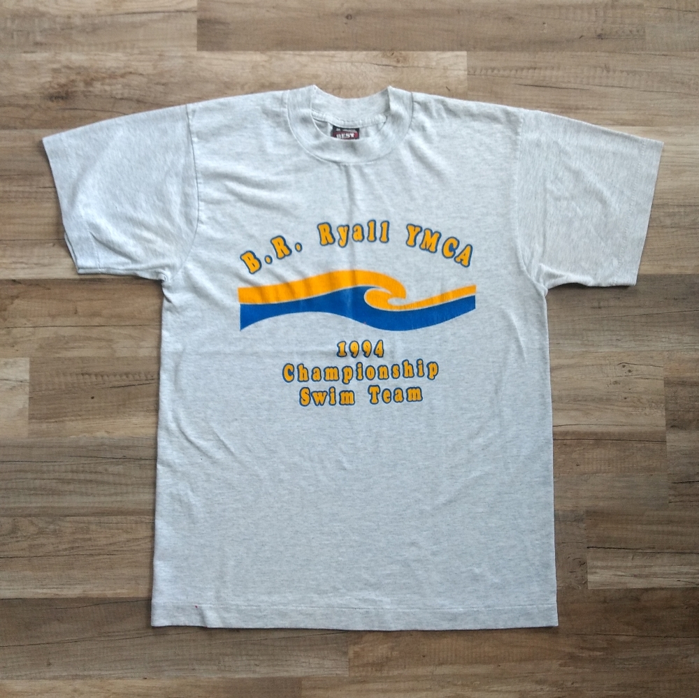 Vintage 90s Single Stitch YMCA Championship Swim Team Tee Medium - Picture 2 of 10